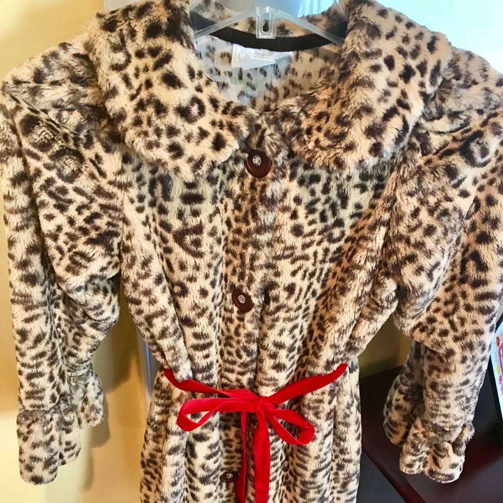 Girls Leopard Print Coat Size 8